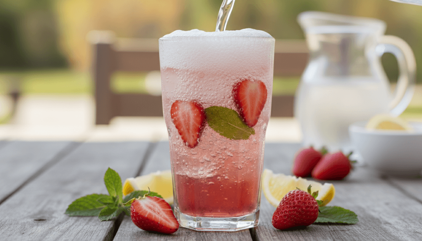 Adding sparkling water to complete the lemonade