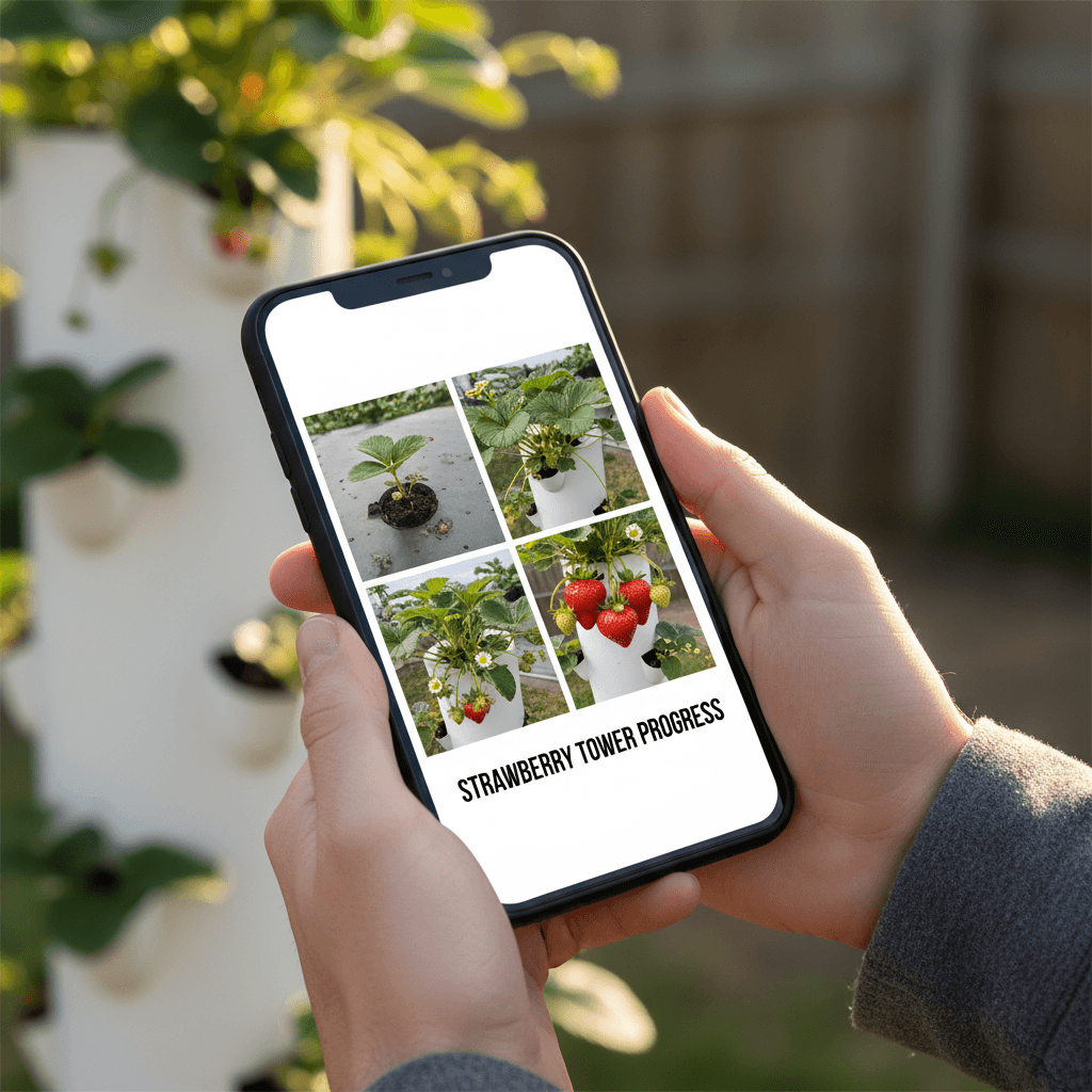 Tower growth photo updates on a smartphone