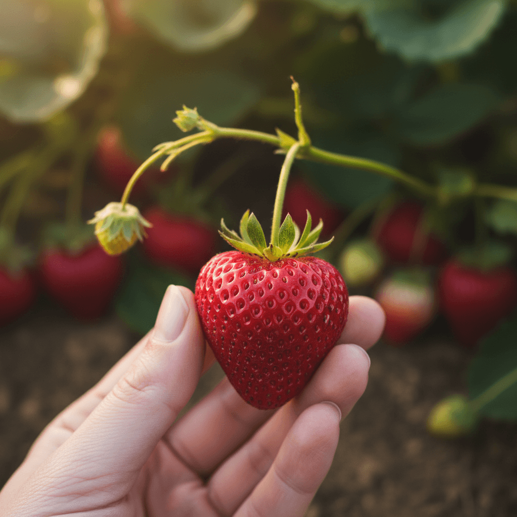 Fresh ripe strawberries from the June 2026 first harvest