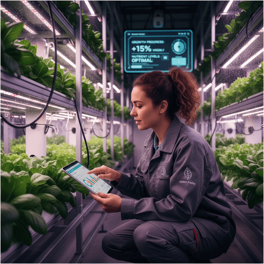 Farm founder checking strawberry plants