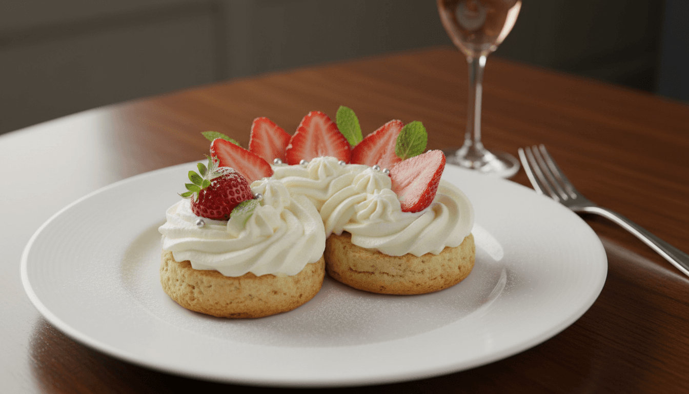 Professional plating of homemade strawberry shortcake
