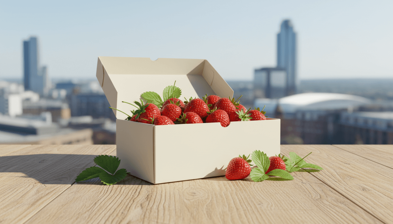 Pre-order box of fresh strawberries ready for delivery