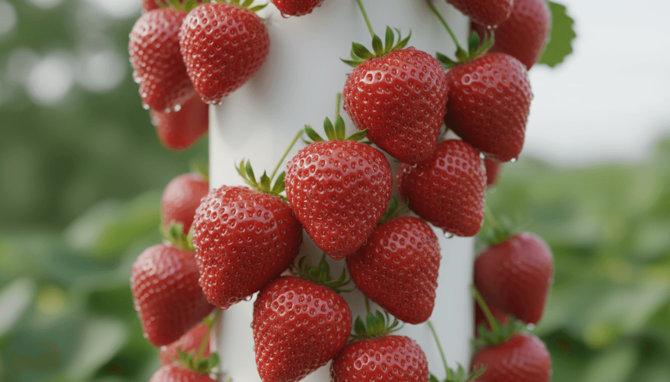 Close-up of ripe strawberries ready for harvest