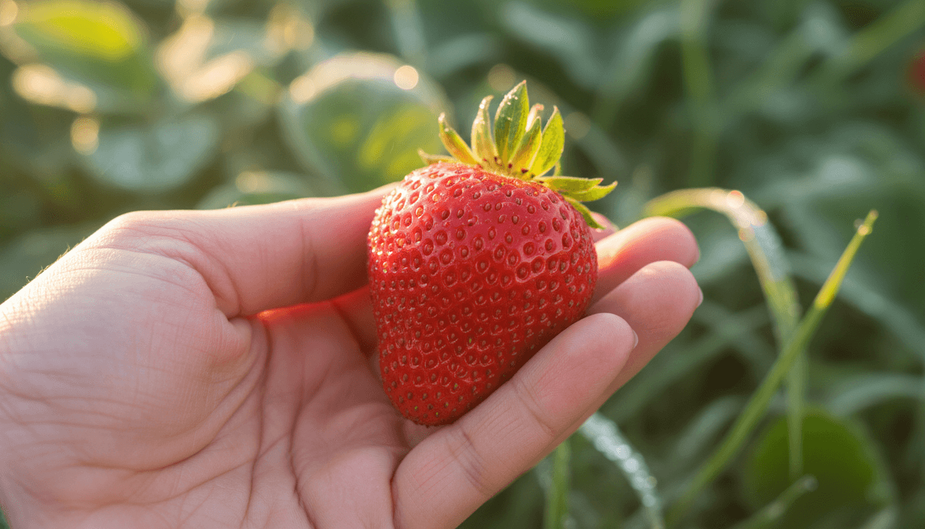 Ripe strawberry ready for harvest