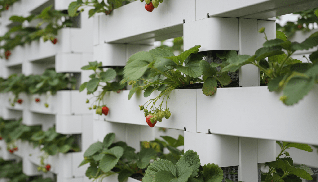 Air circulation between plant levels on a vertical strawberry tower
