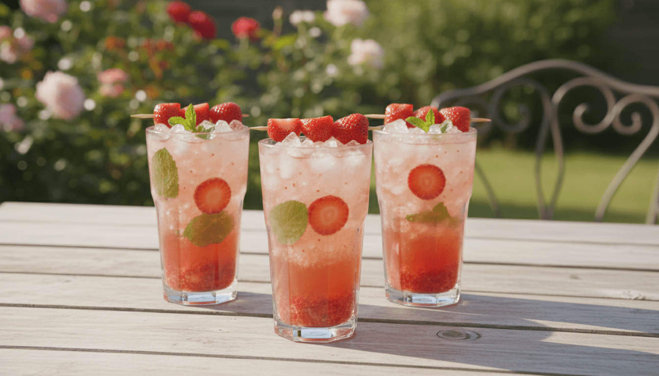 Multiple servings of strawberry lemonade ready to enjoy