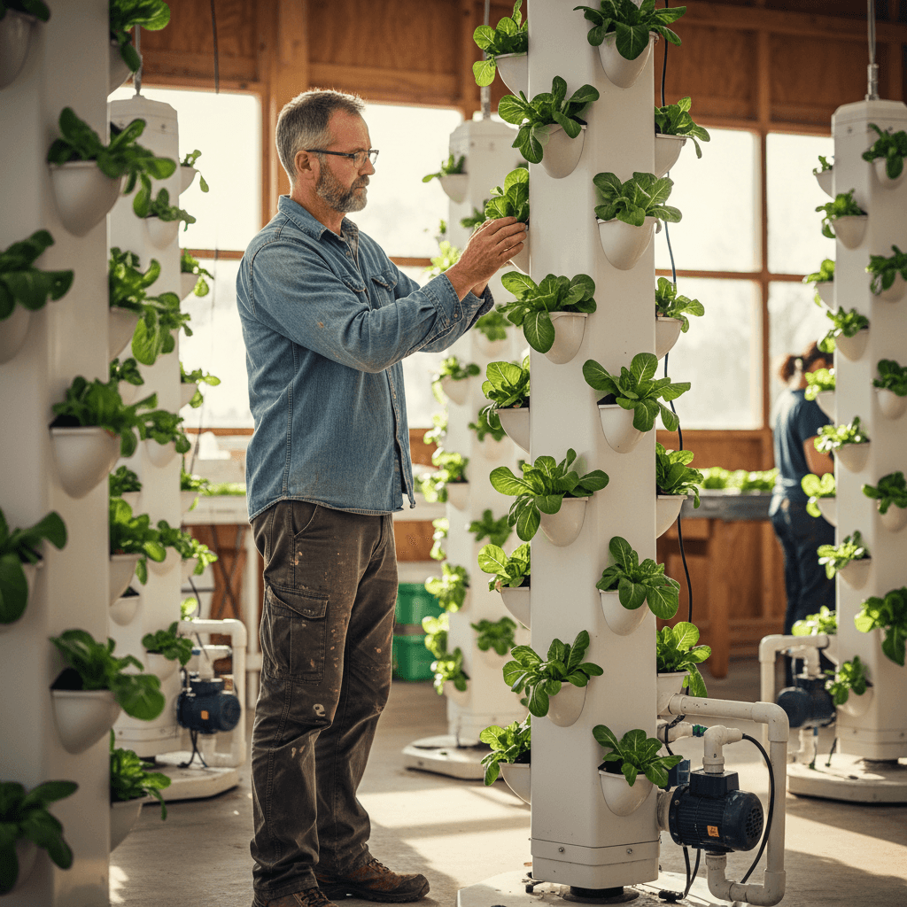 Anthony Dillon checking plants at the farm